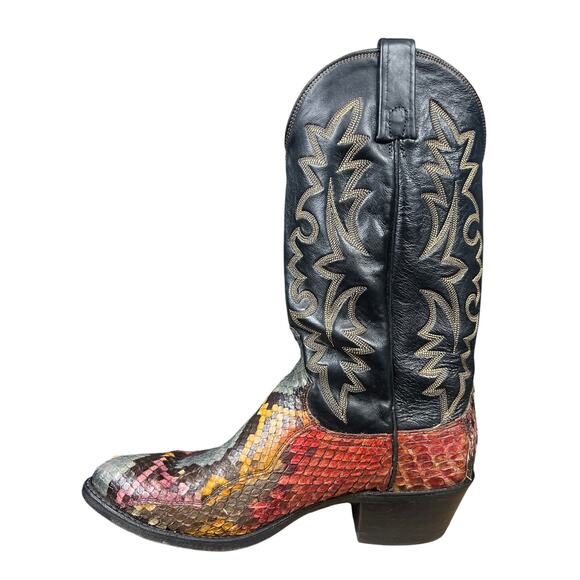Vintage Dan Post Men’s Rainbow Python Snakeskin Cowboy Boot Size US 9.5